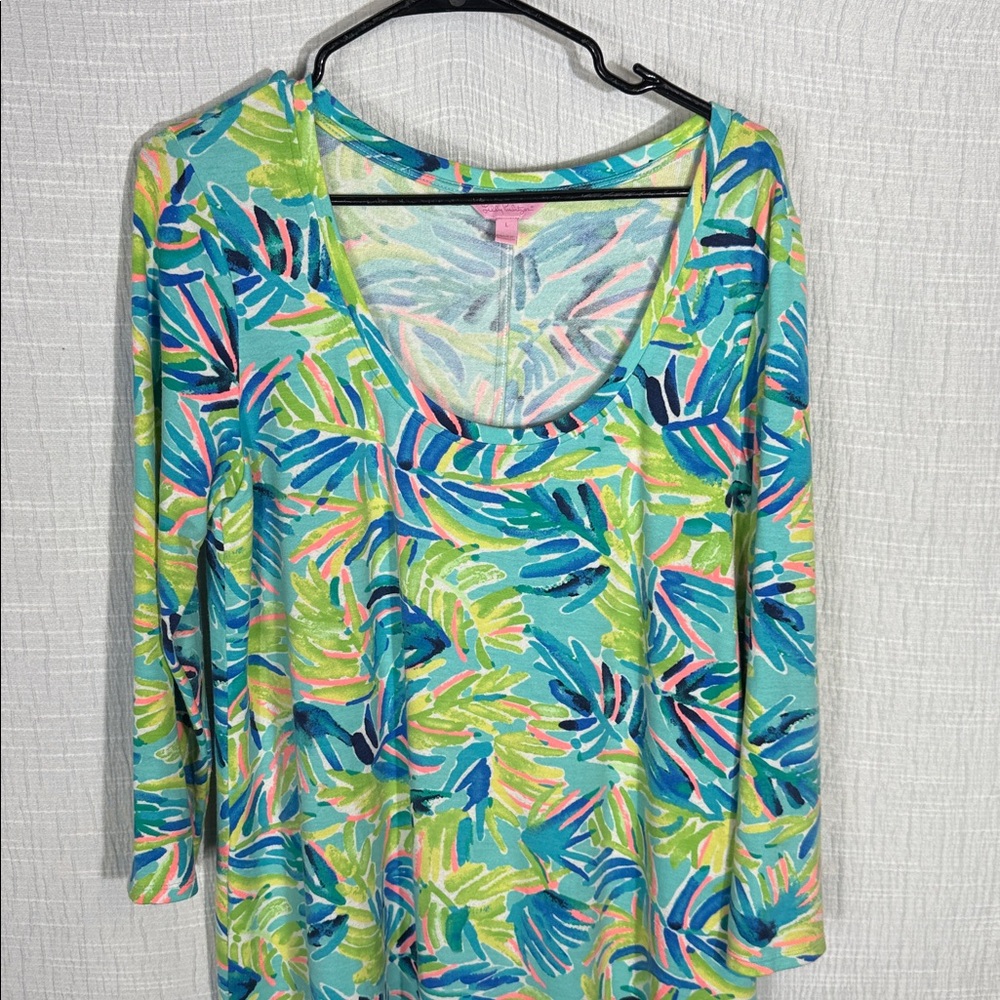 Lilly Pulitzer Aqua, Yellow & Blue Tropical Print Shift Dress - Picture 5 of 11